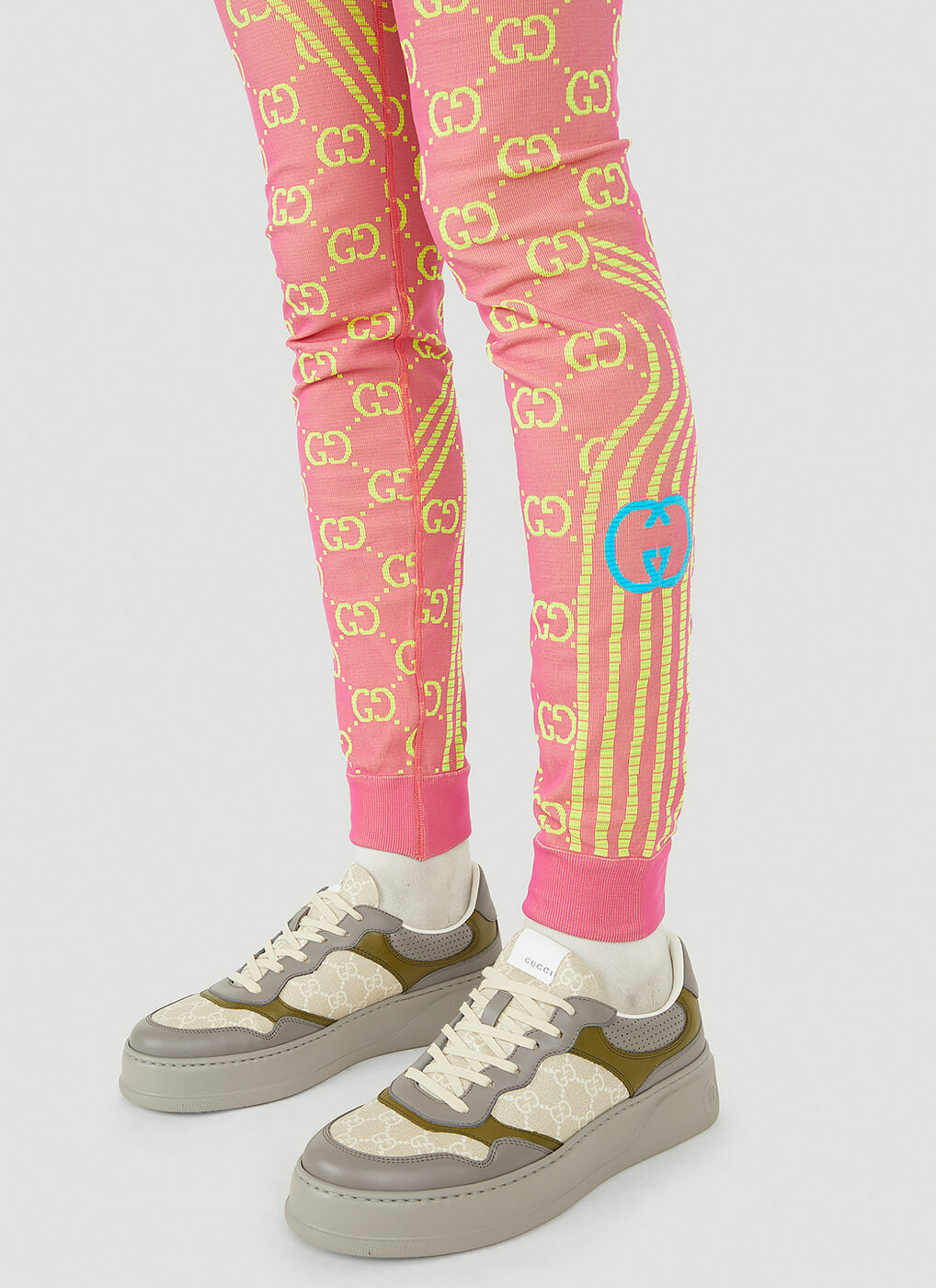 Gucci - Girls Neon Pink & Yellow GG Leggings