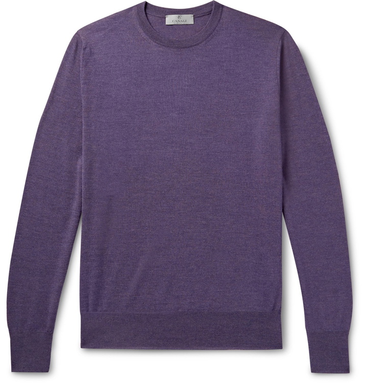 Photo: Canali - Mélange Merino Wool Sweater - Purple