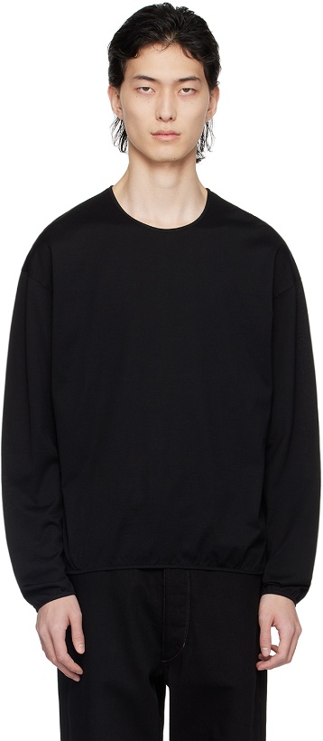 Photo: LEMAIRE Black Relaxed Long Sleeve T-Shirt