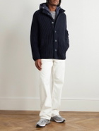 Herno - Shell-Trimmed Padded Virgin Wool Hooded Jacket - Blue