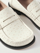 LOEWE - Campo Ostrich-Effect Leather Penny Loafers - Neutrals