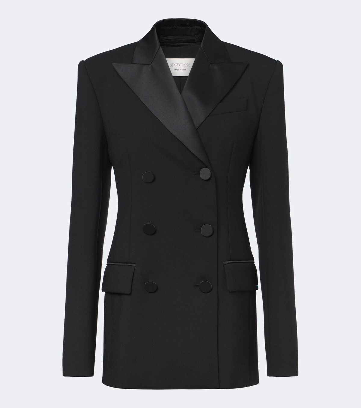 Sportmax Double-breasted virgin wool tuxedo jacket