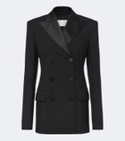 Sportmax Double-breasted virgin wool tuxedo jacket
