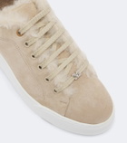 Max Mara Shearling-lined suede low-top sneakers