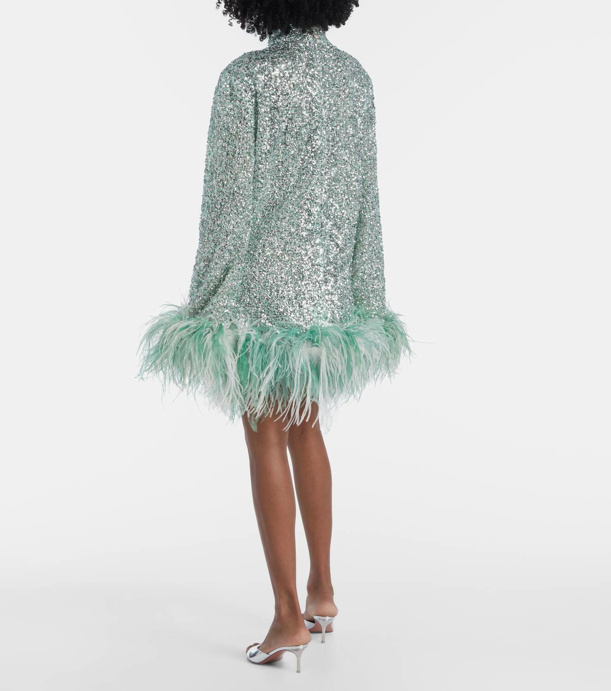 Taller Marmo Gina sequined feather-trimmed minidress