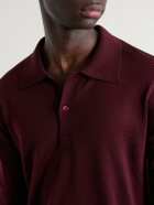 Valentino Garavani - Logo-Embroidered Virgin Wool Polo Shirt - Burgundy