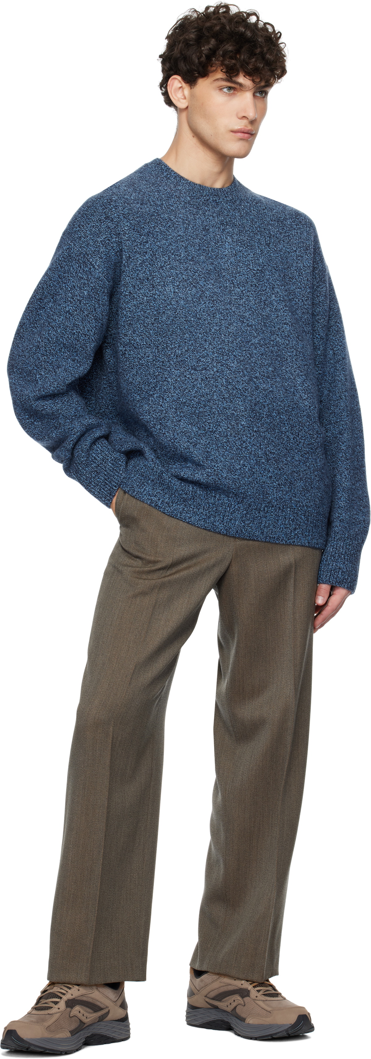YLÈVE Blue Wool & Cashmere Sweater