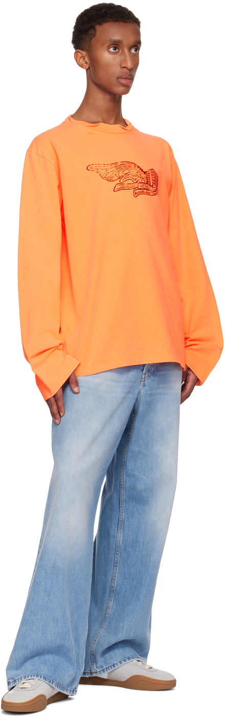Acne Studios Orange Printed Long Sleeve T-shirt Acne Studios