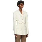 Lemaire SSENSE Exclusive Beige Belted Double-Breasted Blazer