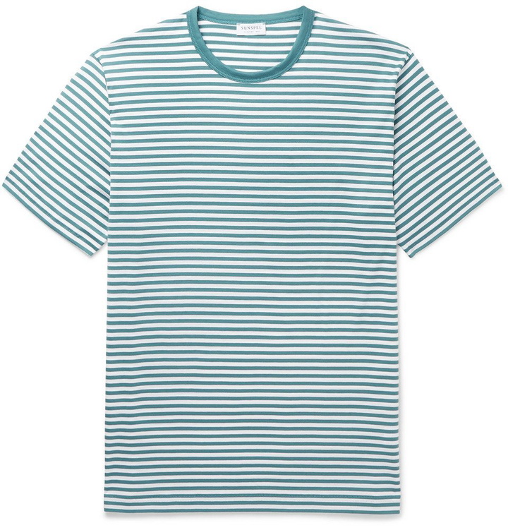 Photo: Sunspel - Striped Cotton-Jersey T-Shirt - Teal