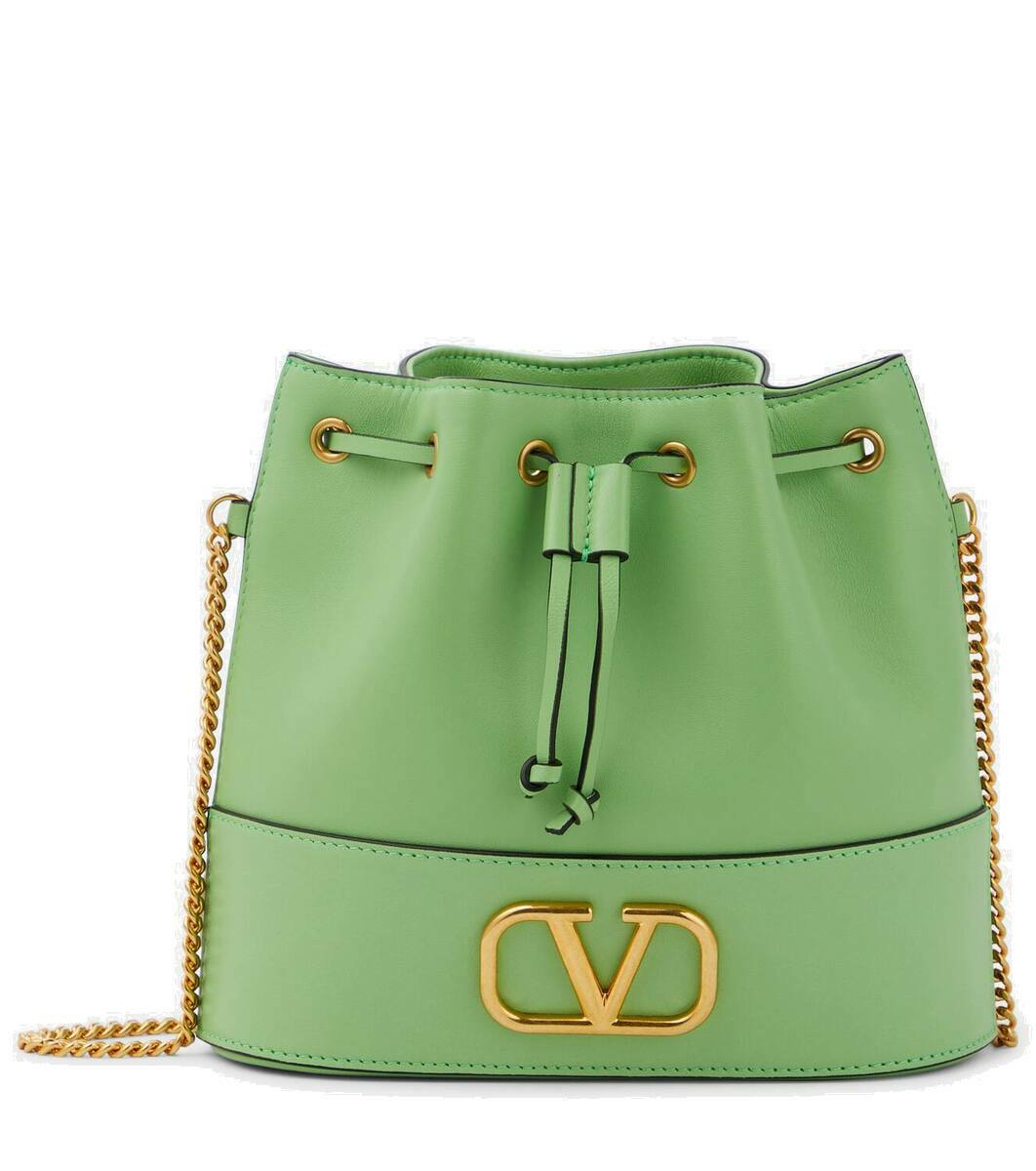 VALENTINO VLOGO WALK レザー製 ショッピング バッグ *GREEN VALENTINO VLOGO WALK レザー製 ショッピング バッグ *GREEN