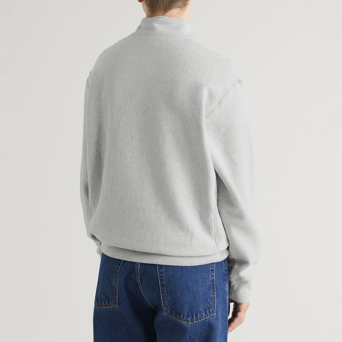 Champion Men's Reverse Weave Half Zip Sweatshirt in Grey Marl