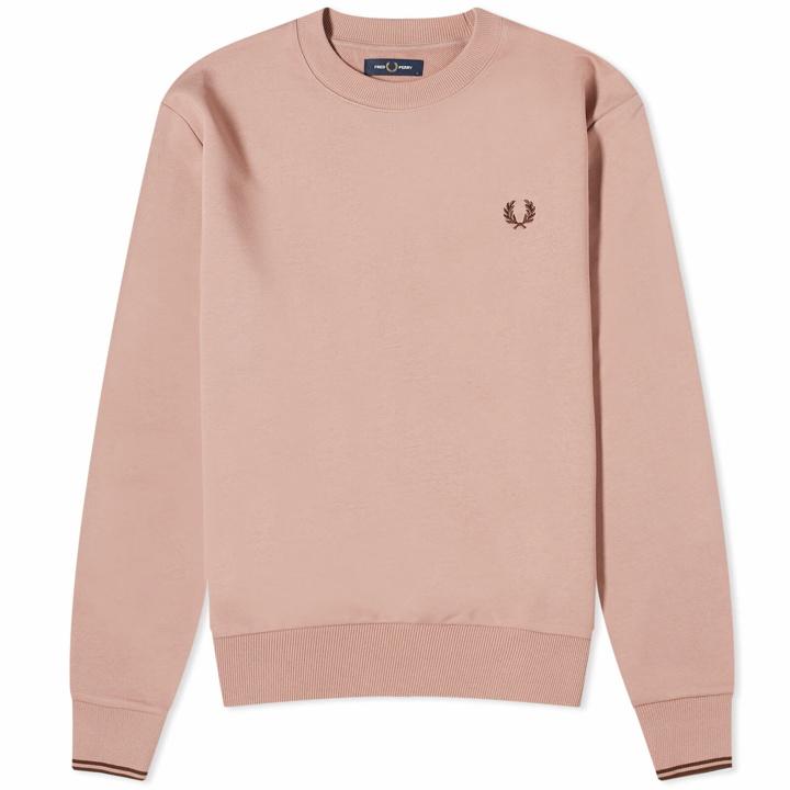 Photo: Fred Perry Men's Crew Neck Sweatshirt in Dark Pink