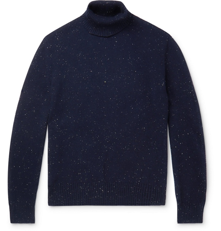 Photo: Ermenegildo Zegna - Donegal Wool, Silk and Cashmere-Blend Rollneck Sweater - Blue