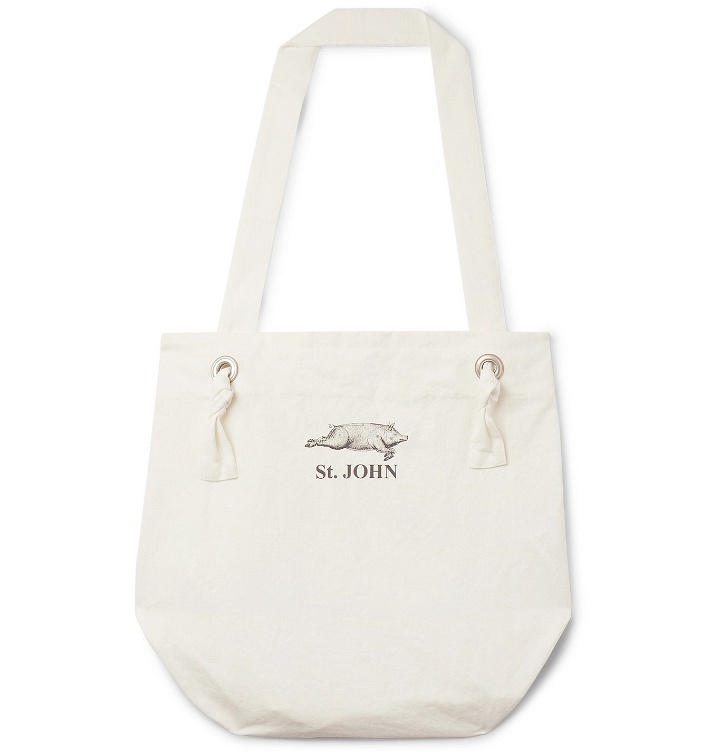 Photo: Junya Watanabe - Printed Cotton and Linen-Blend Canvas Tote Bag - White