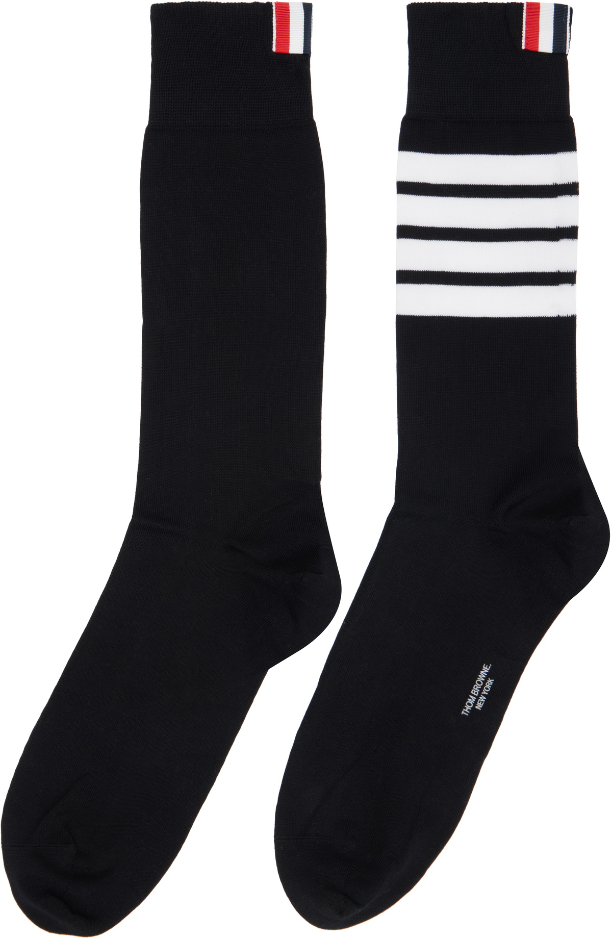 Thom Browne Black Lightweight Cotton 4-Bar Socks