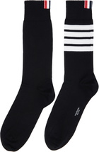 Thom Browne Black Lightweight Cotton 4-Bar Socks