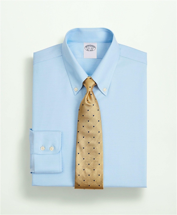 Photo: Brooks Brothers Men's Stretch Supima Cotton Non-Iron Twill Button-Down Collar Dress Shirt | Light Blue