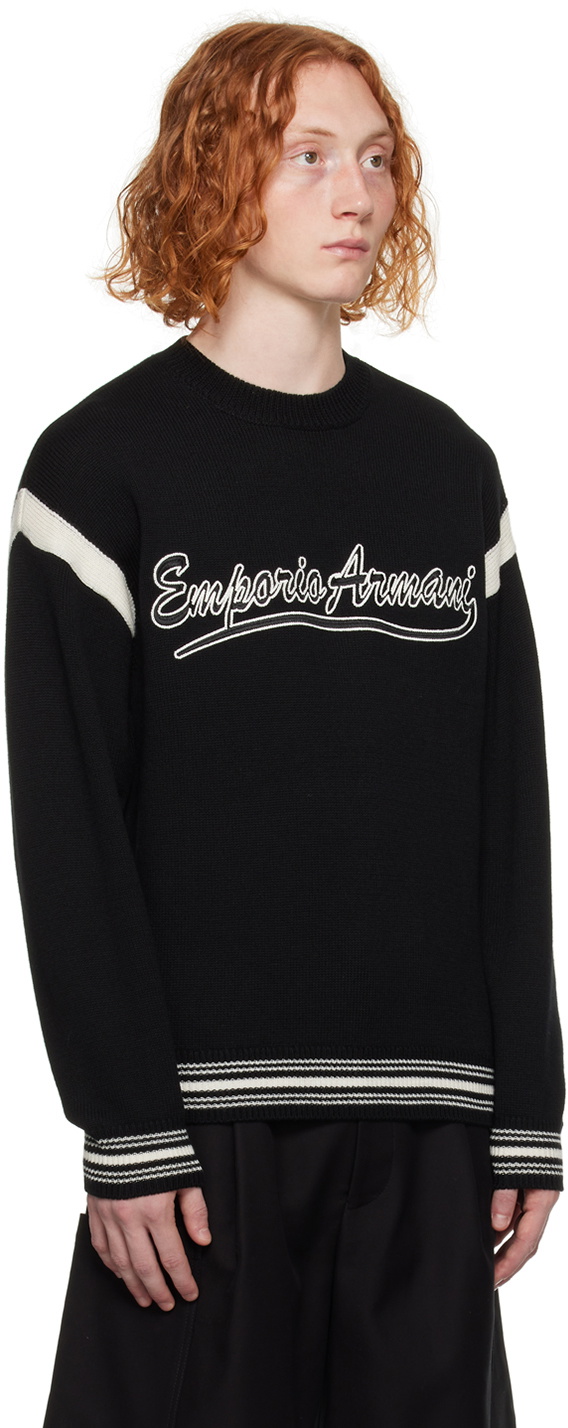 Emporio Armani Black Embroidered Sweater