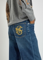 Stella Mccartney Embroidered Straight-leg Jeans Dark Blue