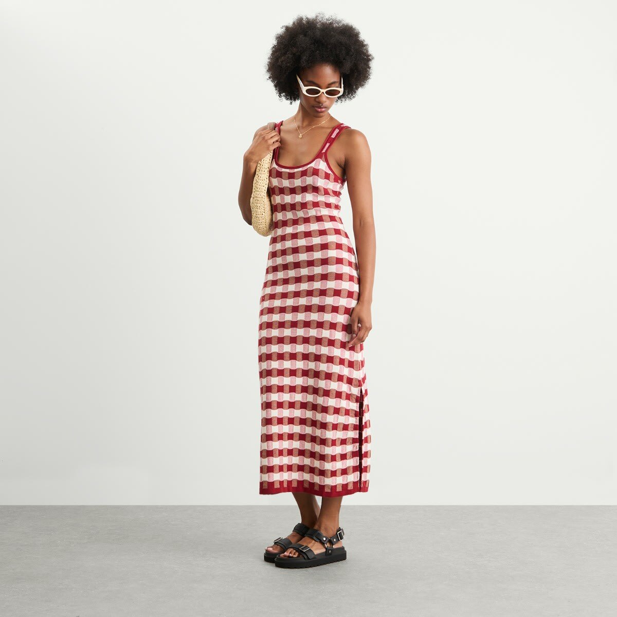 House Of Sunny Women's Picnic Hockney Midi Dress in Red Check