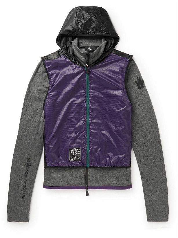 Photo: Moncler Grenoble - Day-Namic Convertible Layered Mesh, Ripstop and Stretch-Jersey Zip-Up Hoodie - Gray