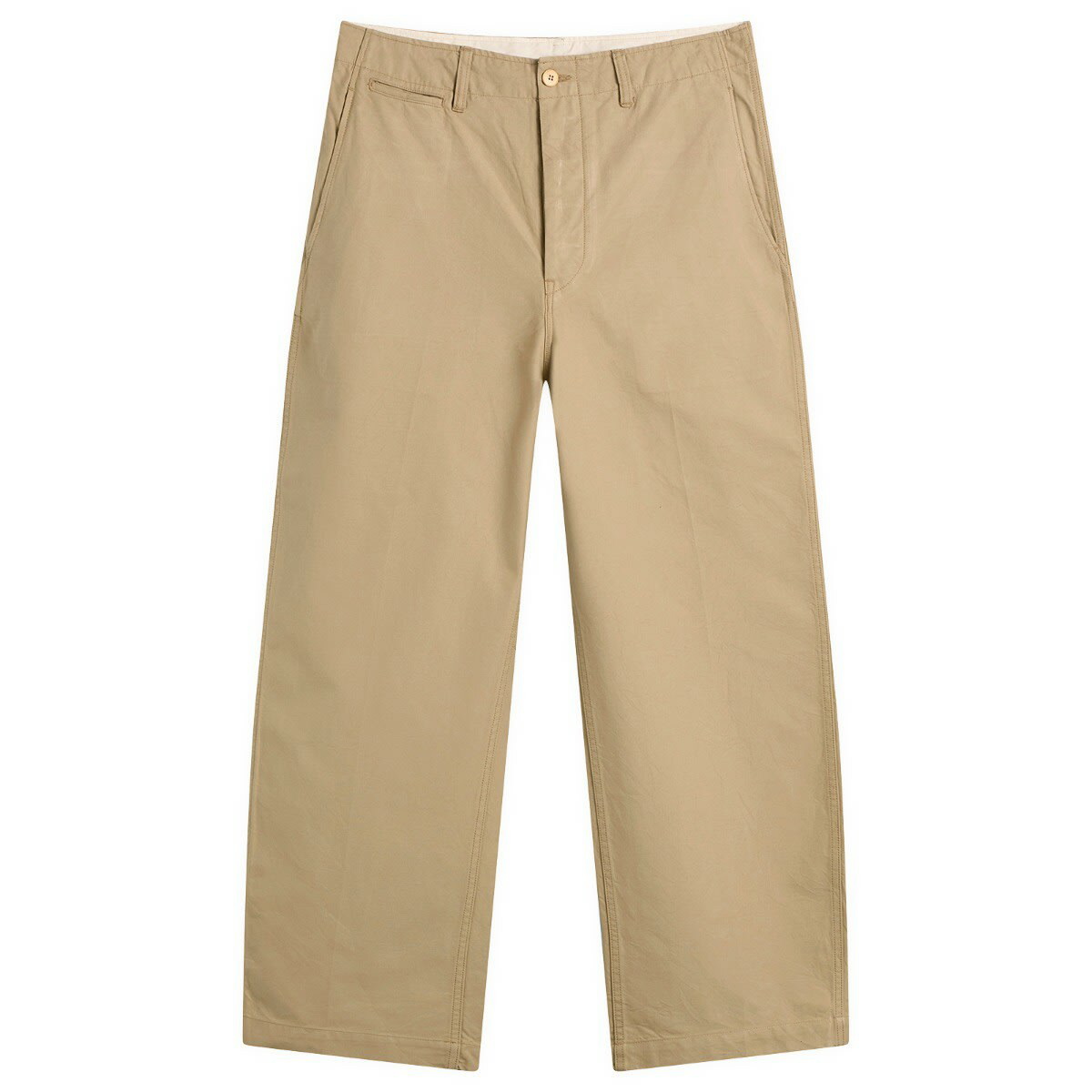 Visvim Men's Wide Chino Trousers in Beige Visvim