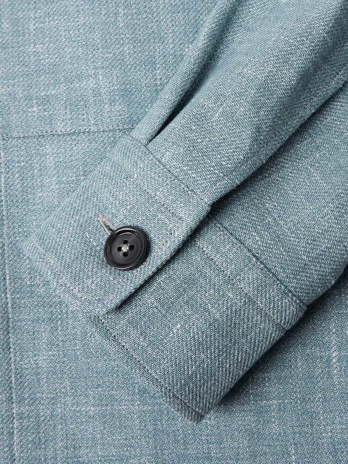 Zegna - Leather-Trimmed Woven Overshirt - Blue