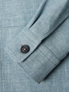 Zegna - Leather-Trimmed Woven Overshirt - Blue
