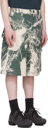 Reese Cooper Khaki & Off-White Duck Canvas Patch Pocket Cargo Shorts