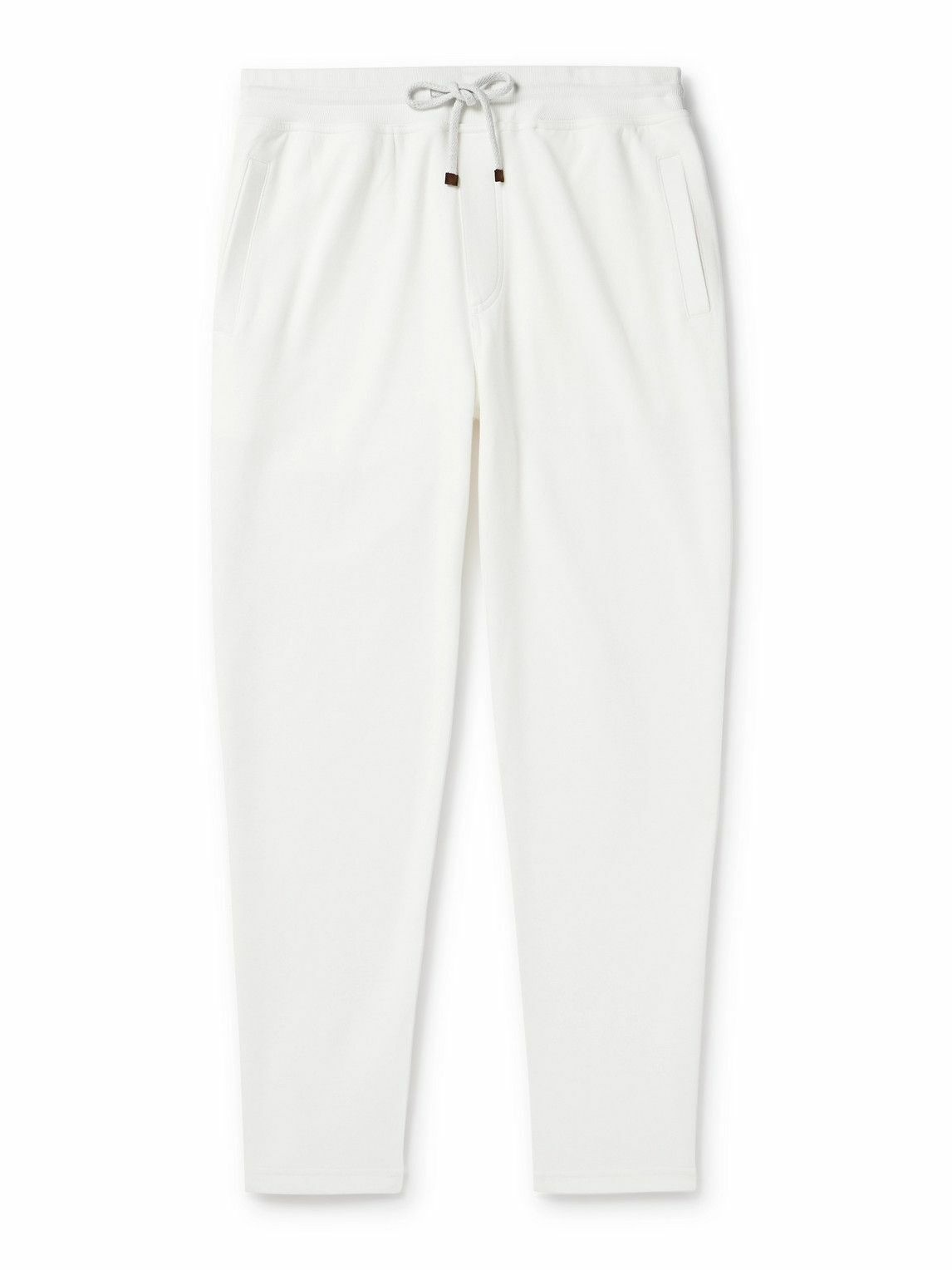Photo: Brunello Cucinelli - Straight-Leg Cotton-Blend Jersey Sweatpants - White
