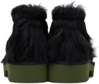 Dries Van Noten Black & Green Calf-Hair Boots