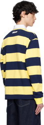 AFTER PRAY Yellow & Navy Stripe Jersey Rugby Polo
