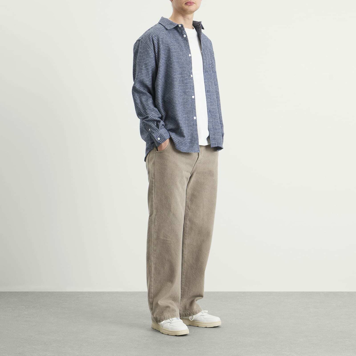 Palmes Men's Cotton Mouline Shirt in Blue