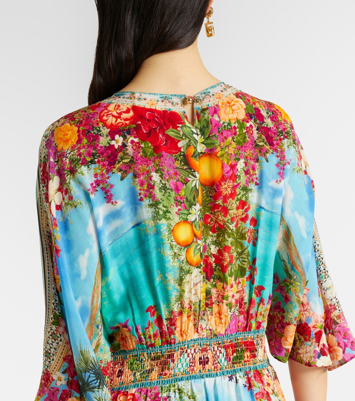 Camilla Embellished printed silk maxi dress