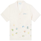 Casablanca Men's Embroidered Logo Short Sleeve Shirt in Off-White