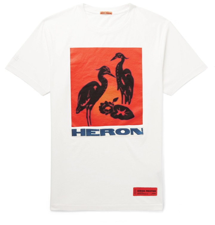 Photo: Heron Preston - Logo-Appliquéd Printed Cotton-Jersey T-Shirt - Neutrals