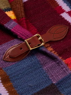 Chamula - Leather-Trimmed Merino Wool-Jacquard Poncho