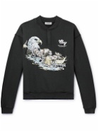 Cherry Los Angeles - Wilderness Logo-Print Cotton-Jersey Henley Sweatshirt - Black