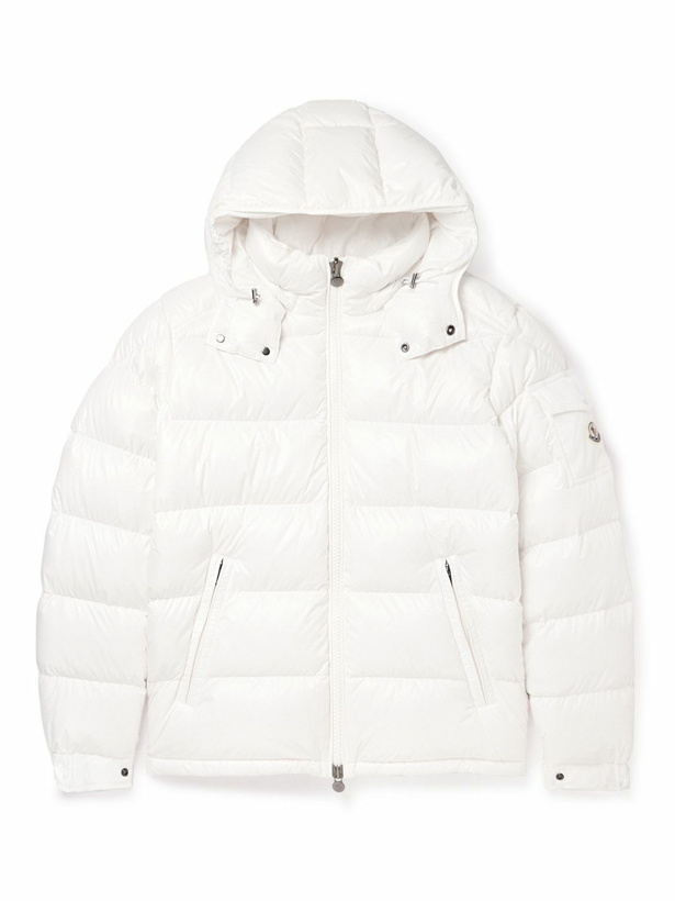Photo: Moncler - Maya Logo-Appliquéd Quilted Glossed-Shell Hooded Down Jacket - White