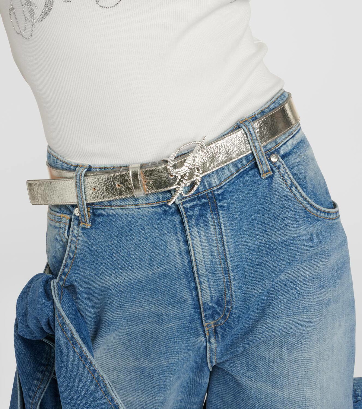 Blumarine Embellished metallic leather belt Blumarine