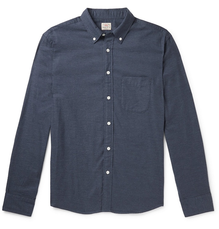 Photo: Faherty - Slim-Fit Button-Down Collar Stretch Cotton and Lyocell-Blend Shirt - Blue