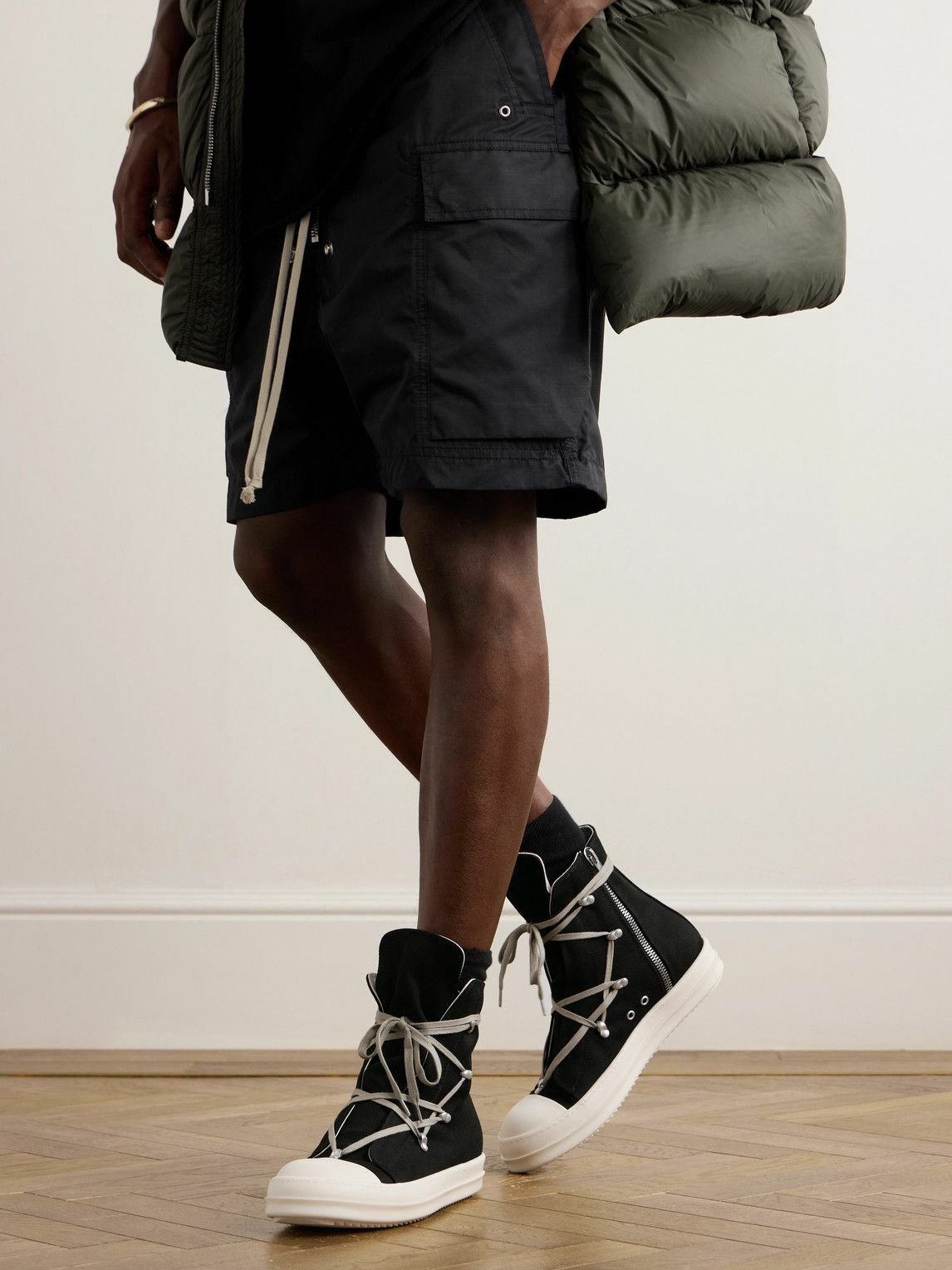 DRKSHDW | OVERDYED DENIM HEXA SNEAKERS BLACK スニーカー RICK OWENS DRKSHDW Overdyed Denim Hexa Sneakers