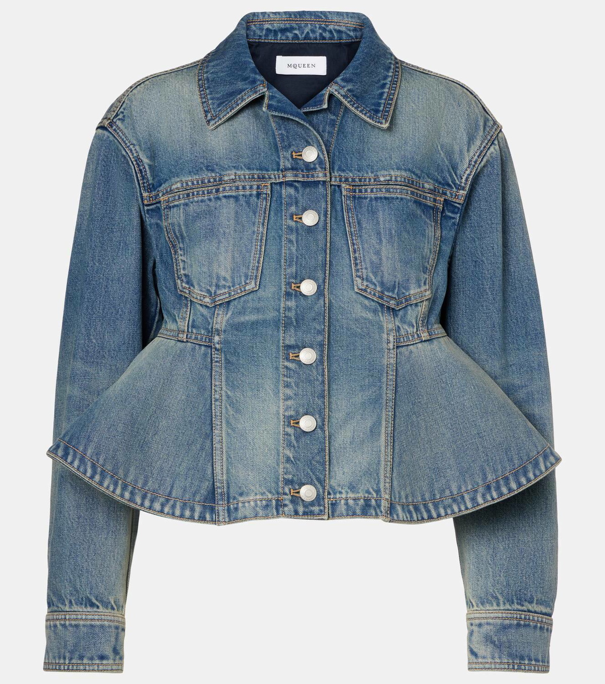 McQueen Peplum denim jacket