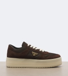 Prada Downtown Bold suede-trimmed platform sneakers