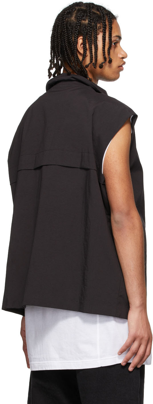 JERIH Black High Neck Vest