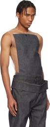 Courrèges Beige & Gray Illusion Square Denim Tank Top
