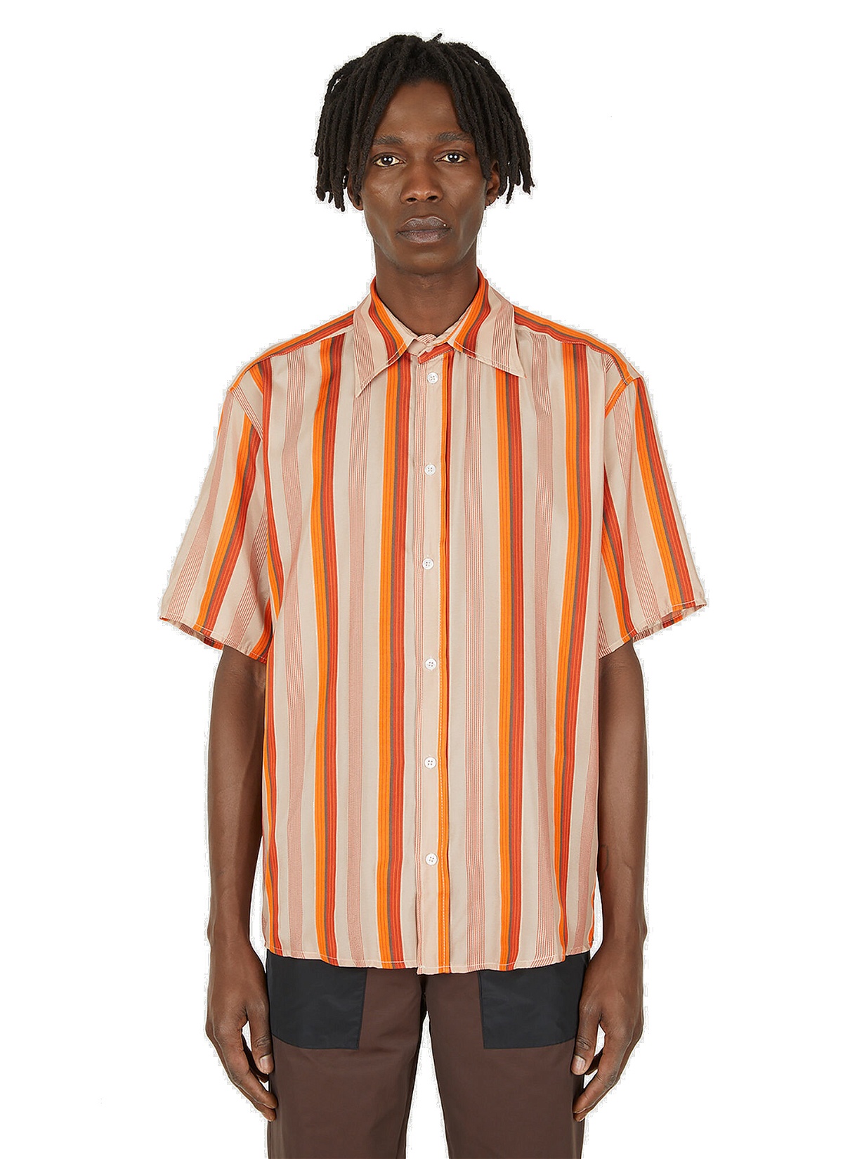Photo: Striped Short-Sleeved Shirt in Brown