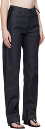 Mugler Indigo Laced-Up Straight Jeans
