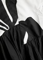 Lovebirds Printed Silk Midi Dress Black And White